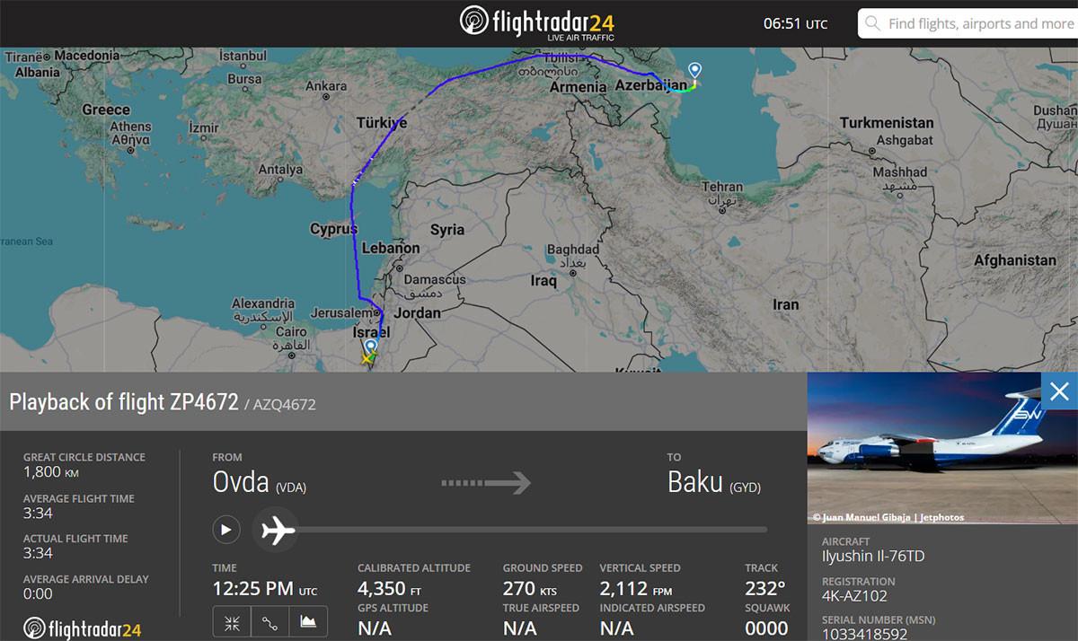 Azerbaycan kargo uçakları, İsrail askerî üssünden Bakü’ye sevkiyata devam ediyor