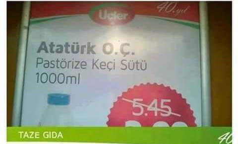 Türkiye'de bir süt ürünü afişindeki "Atatürk O.Ç." ifadesi büyük skandala neden oldu